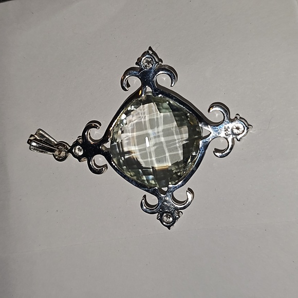 New Prasiolite and topaz Sterling Silver Pendant. Green Amethyst 💚 - Picture 4 of 6